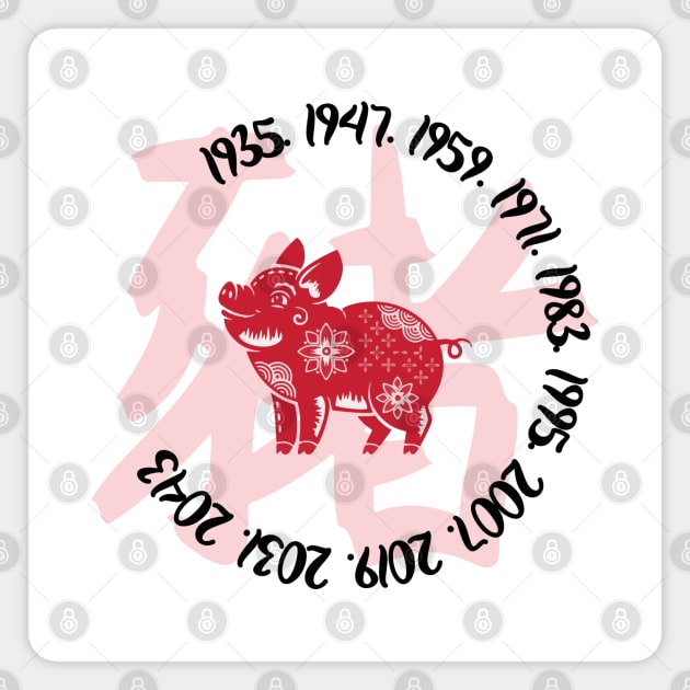 Chinese year of the pig Magnet by Cherubic